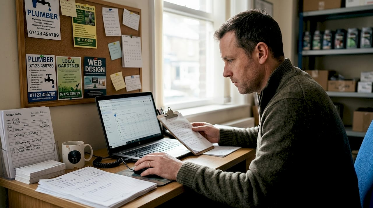 UK shop owner reviewing Google Ads campaign