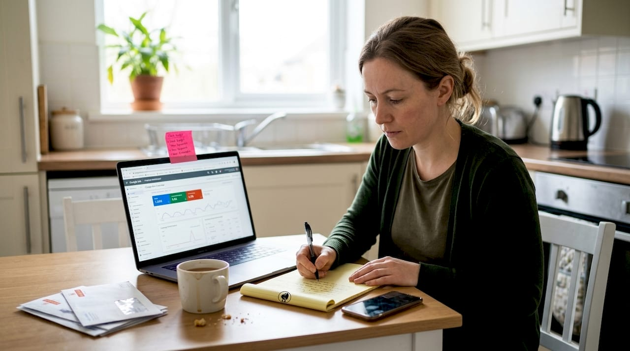 Small business owner working on ad campaigns