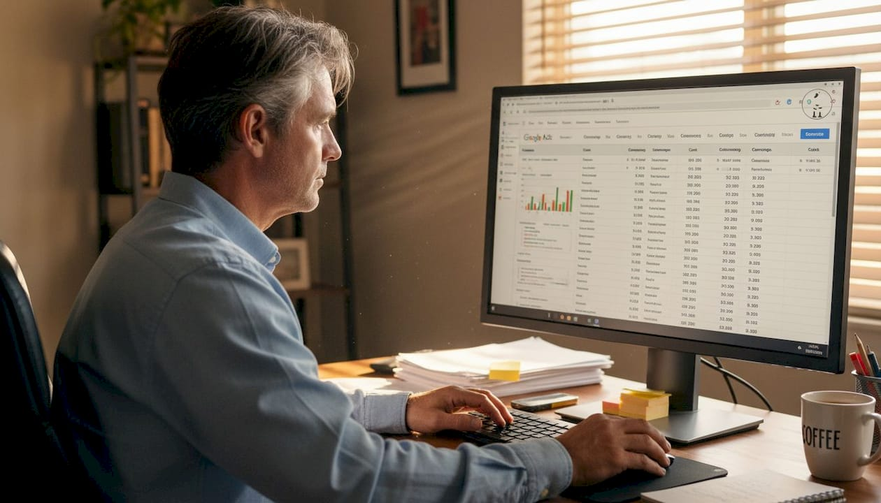 Business owner reviews Google Ads campaign